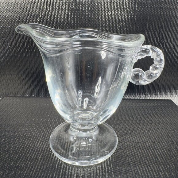1930s Fostoria Coronet Clear Glass Creamer Small Pitcher Manganese 365nm UV Glow - Picture 2 of 12